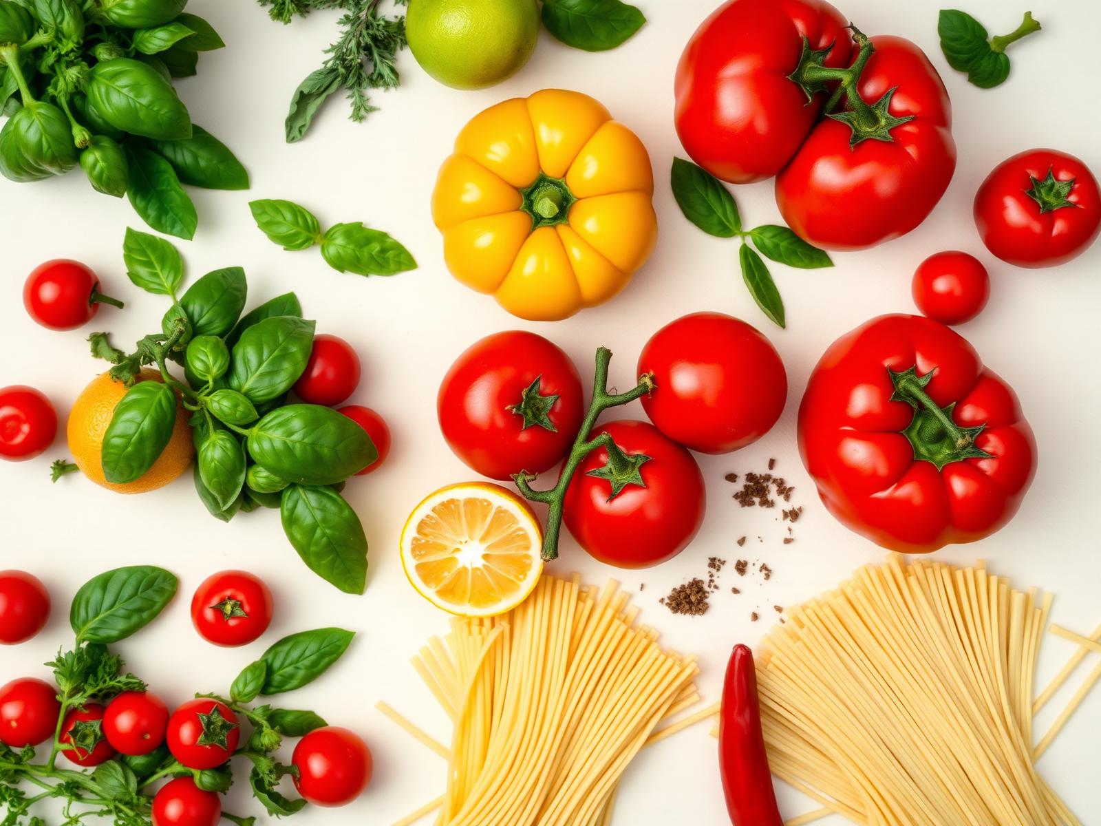 Fresh colorful ingredients flat lay